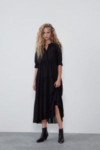 Zara  Mujer  Vestido Plumeti  Netzkleid Kleider Für