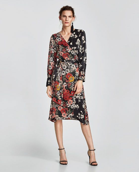 Zara  Woman  Crossed Midi Dress  Kleider