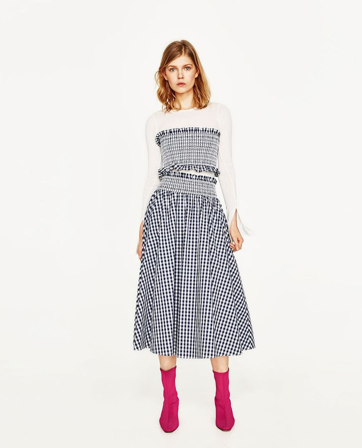 Zara  Woman  Gingham Check Skirt And Top  Rock Und