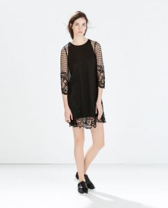 Zara  Woman  Lace Dress With 3/4 Sleeve  Kleider