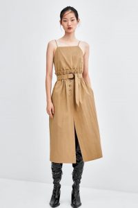 Zara  Woman  Strappy Dress With Belt  Kleider