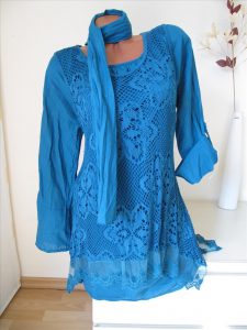 Zipfel Tunika Kleid Spitze Volant Unterkleid Bluse Schal