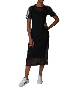 Adidas Originals 3S Layer Dress 2Lagen Midi Kleid Schwarz