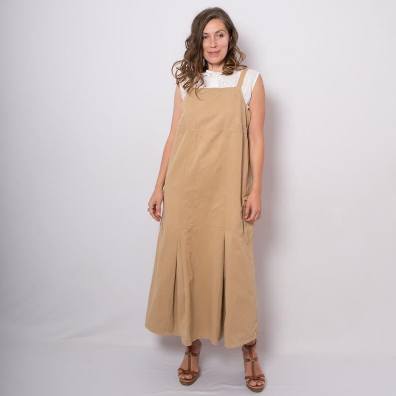 Baumwolle Pinafore Overall Kleid Langes Kleid Tunika