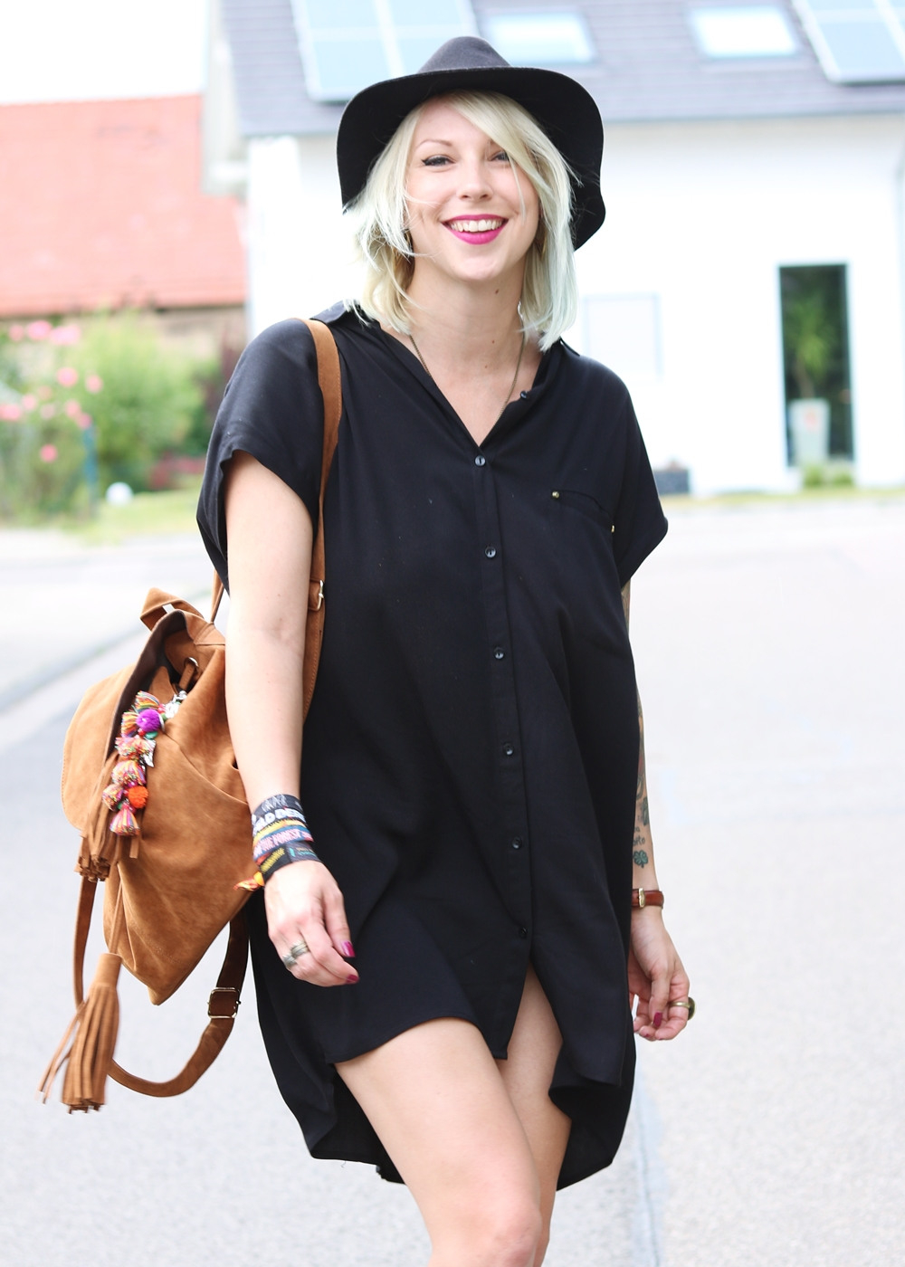 Fashionbloggerin Outfit Blusenkleid Zara Ethnoboots