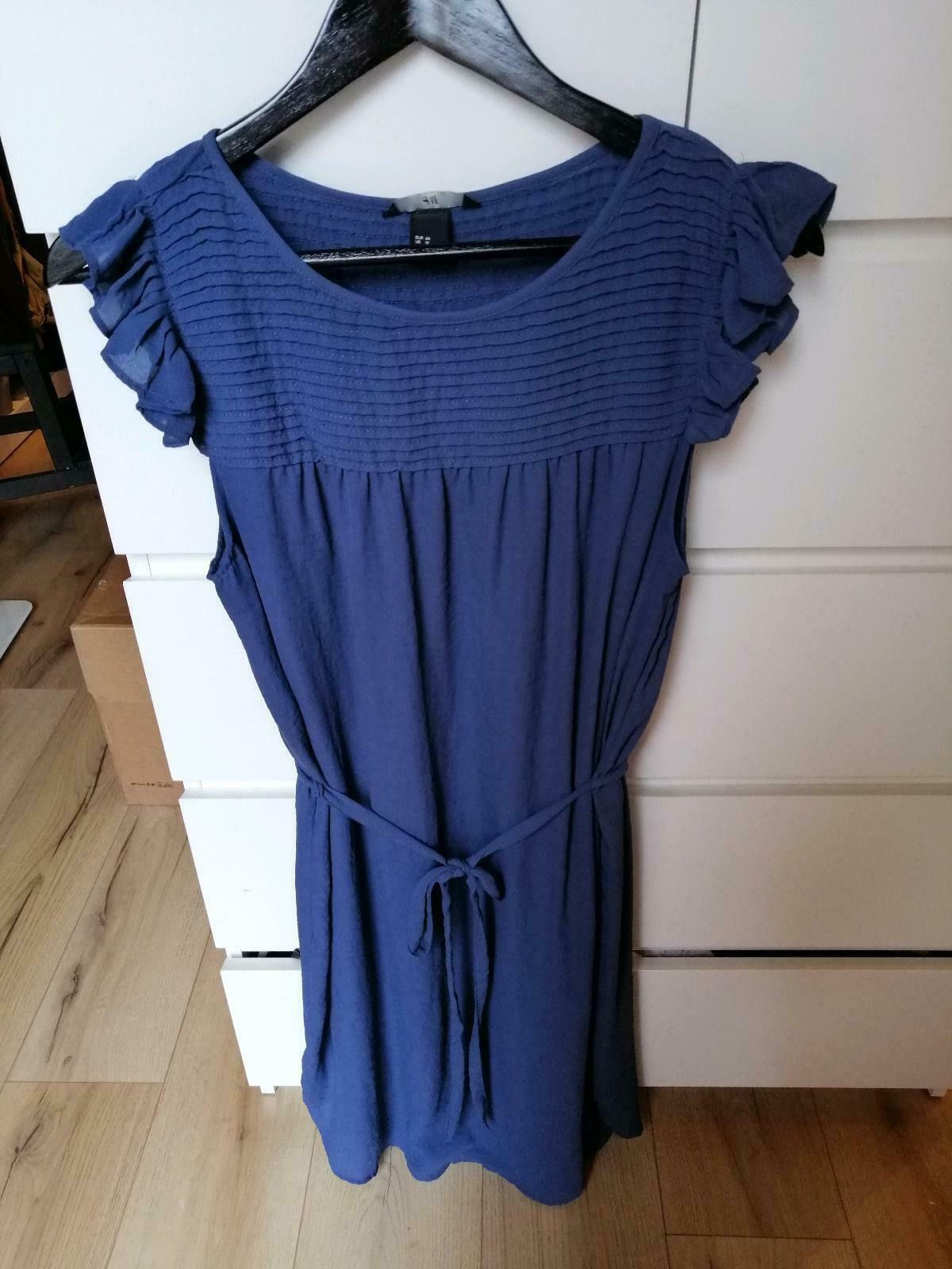 Hm Süßes Chiffon Kleid Tunika Taubenblau Rüschen Gr 44