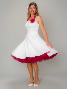 Rockabilly Petticoat Kleid Hochzeit Weiss Rotdunkel