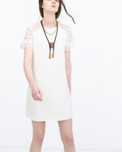 Zara  Woman  Loose Dress With Guipure Yoke Price 5990