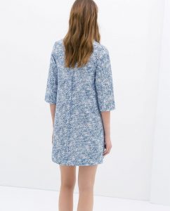 Zara  Woman  Printed Denim Dress With Ruffles  Printed